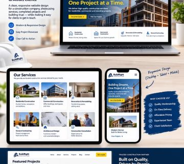 Construction Company Website Design   Professional WordPress Website for Builders Contractors 360x320
